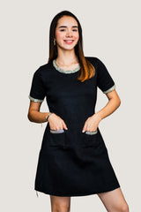 Vestido de Punto de Manga Corta Negro