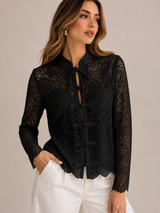 BLUSA ENCAJE ROMÁNTICA NEGRA