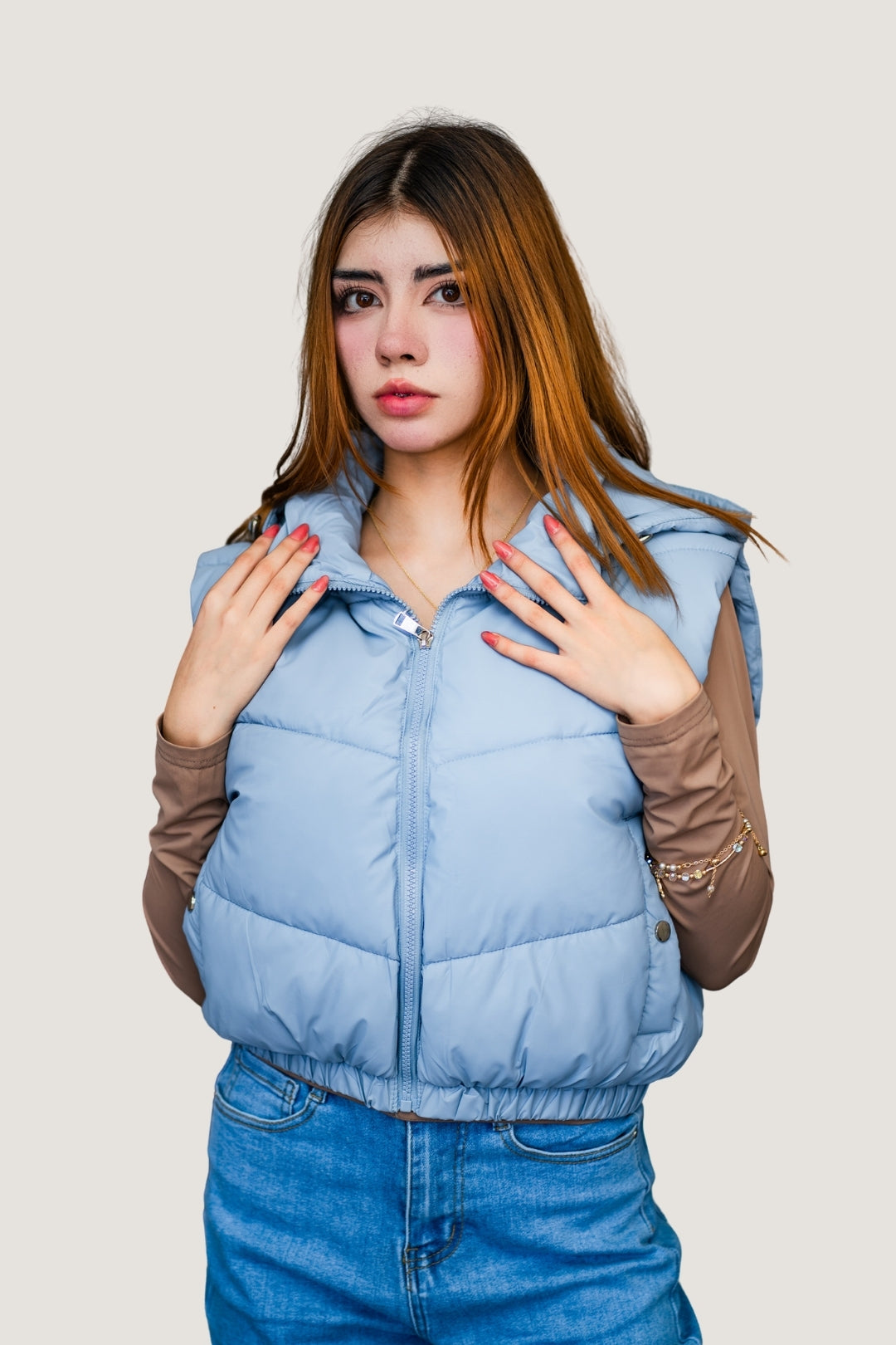 Chaleco Abullonado Color Azul