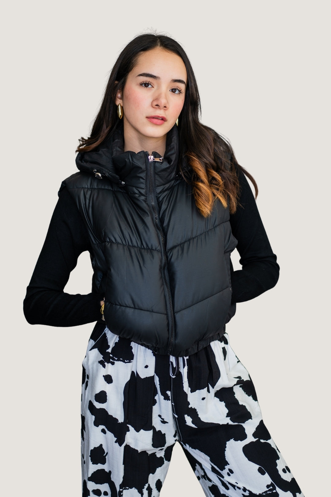 Chaleco Abullonado Color Negro