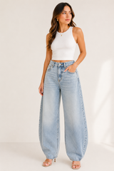 SKY BLUE BARREL JEANS