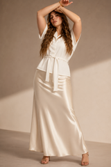 Falda Beige Larga de Satin