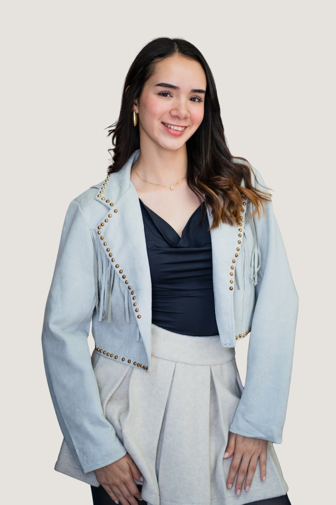 Chamarra Estilo Vaquero con Estoperoles Metálicos 