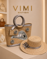 CONJUNTO BOLSO Y SOMBRERO NATURAL