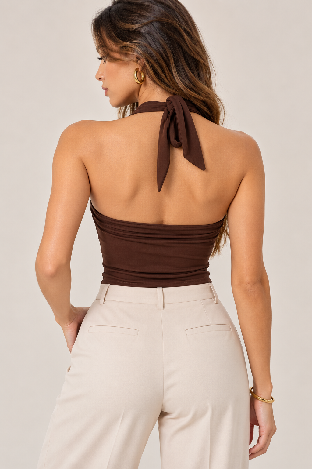 BLUSA HALTER CAFÉ CHOCOLATE