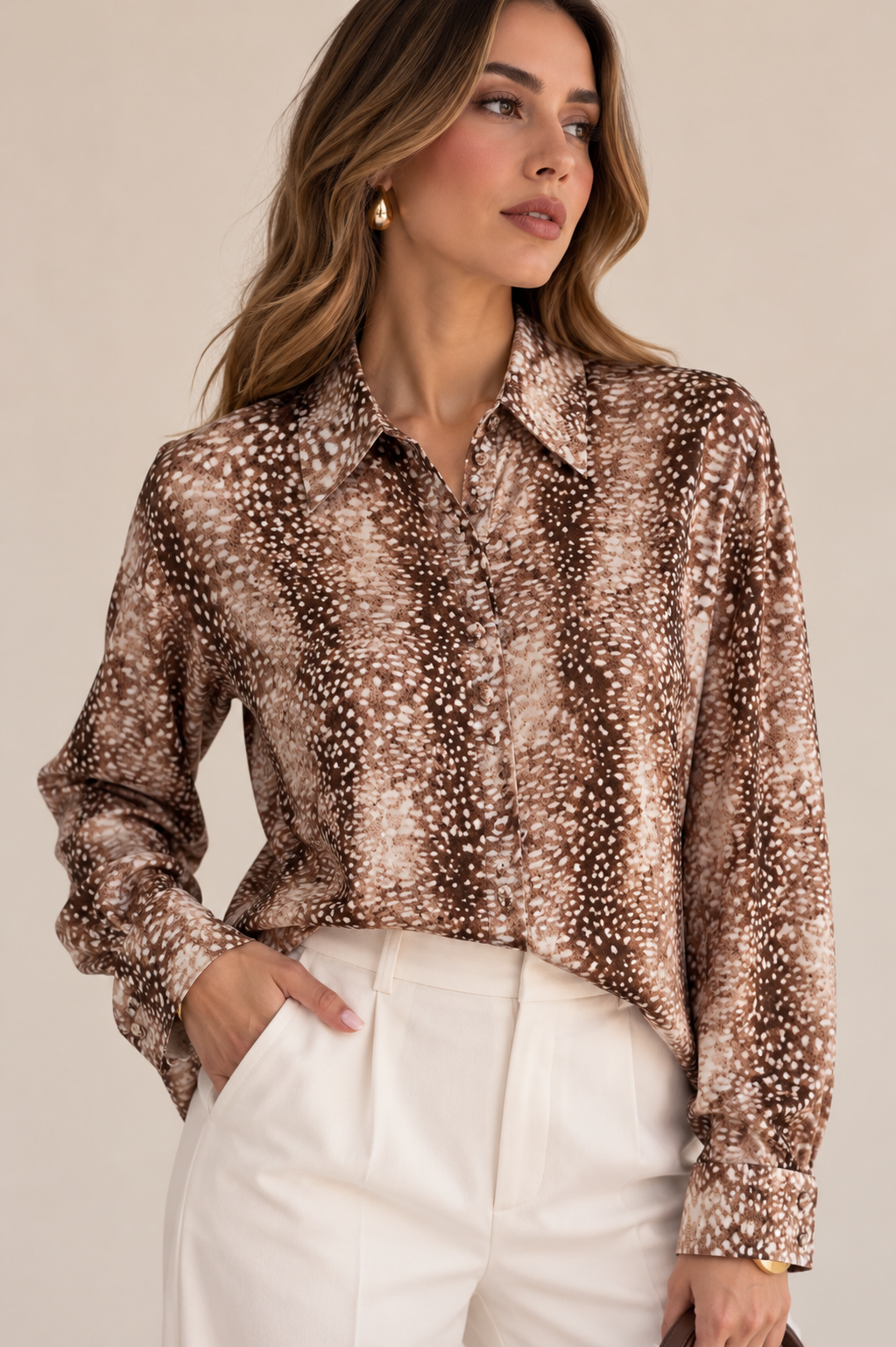 BLUSA SATINADA VENECIA CHOCOLATE