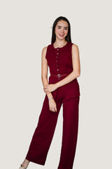 Conjunto Tejido "Modern Essentials" Tinto