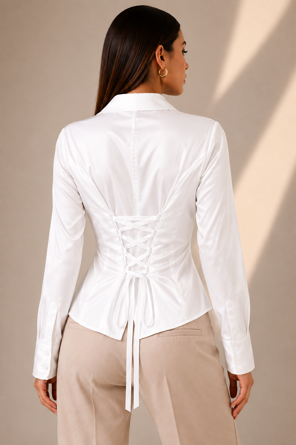 CAMISA LACE-UP PEARL