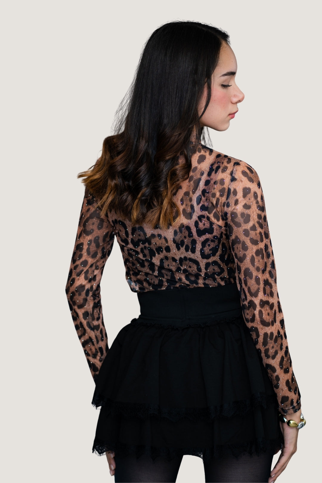 Falda Casual de Algodón con Detalle de Encaje 