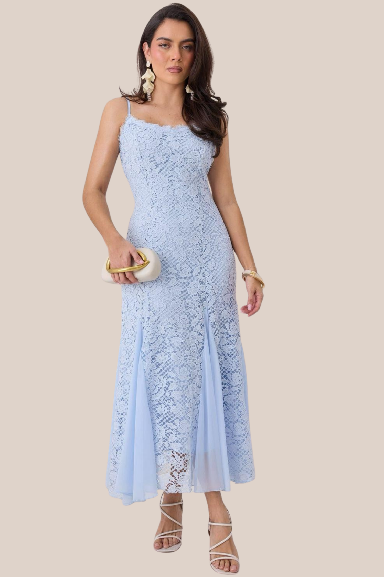 Vestido Azul de Encaje Floral