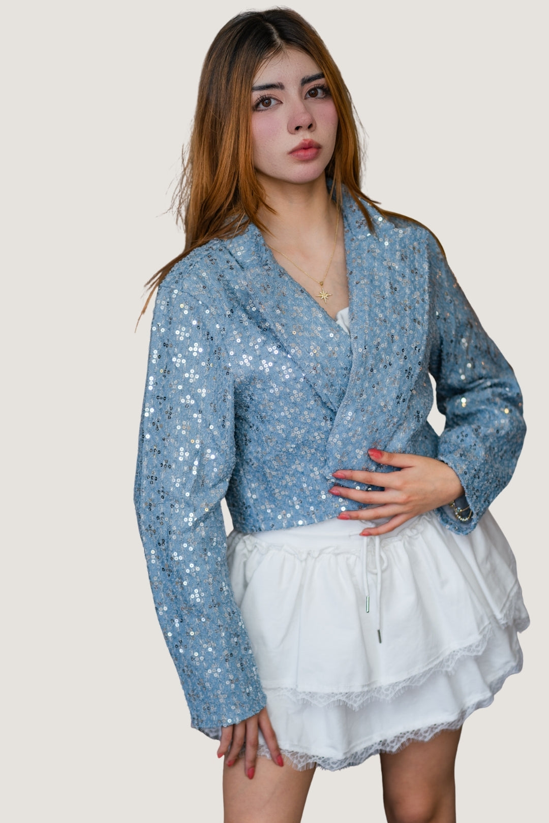 Falda Casual de Algodón con Detalle de Encaje 