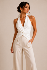 BLUSA HALTER NUDO BLANCA