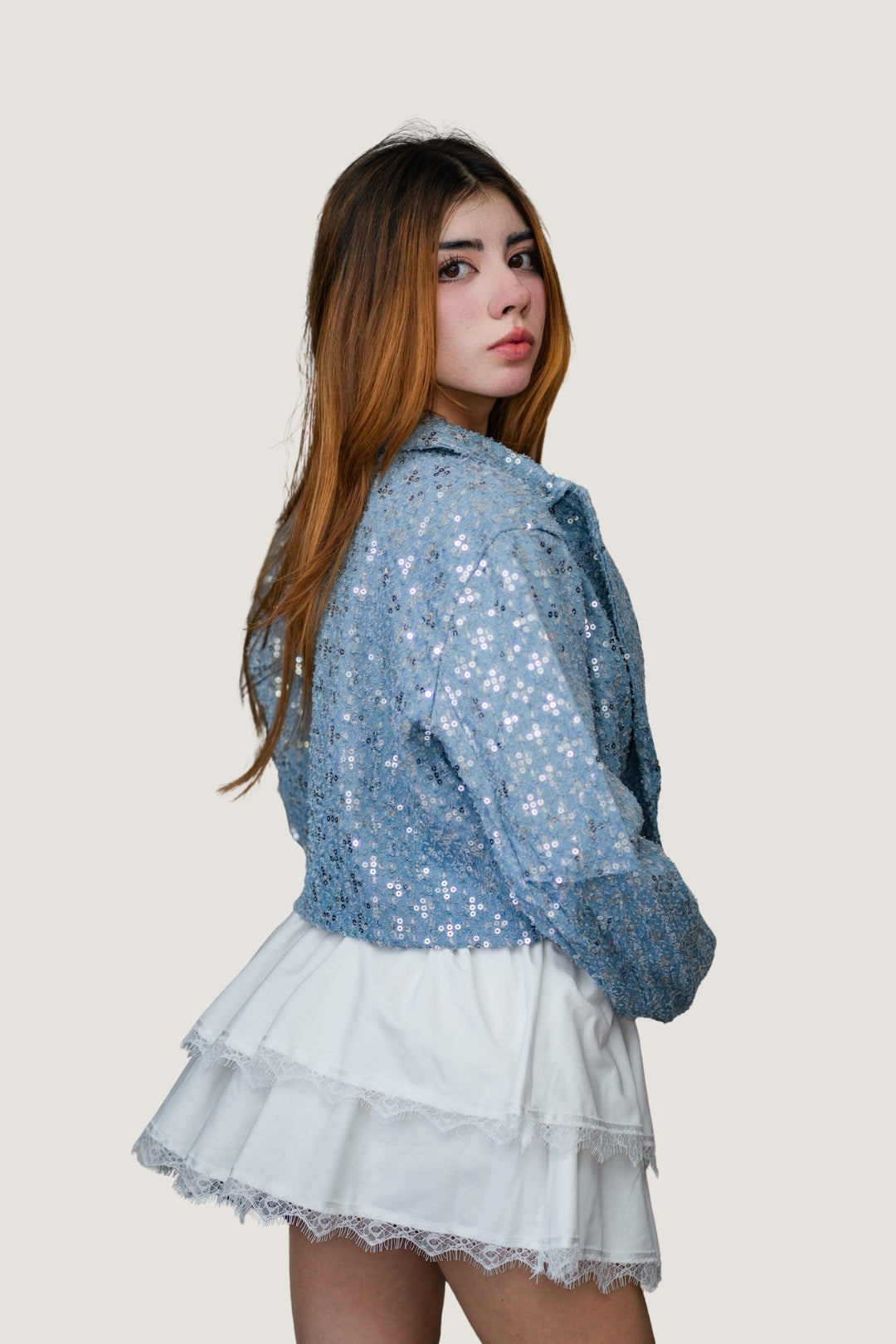 Falda Casual de Algodón con Detalle de Encaje 