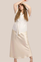 Falda Beige Larga de Satin