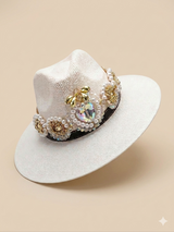 Sombrero Yute Con Alambrismo Blanco