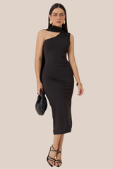 Vestido Negro Licra Con Bufanda