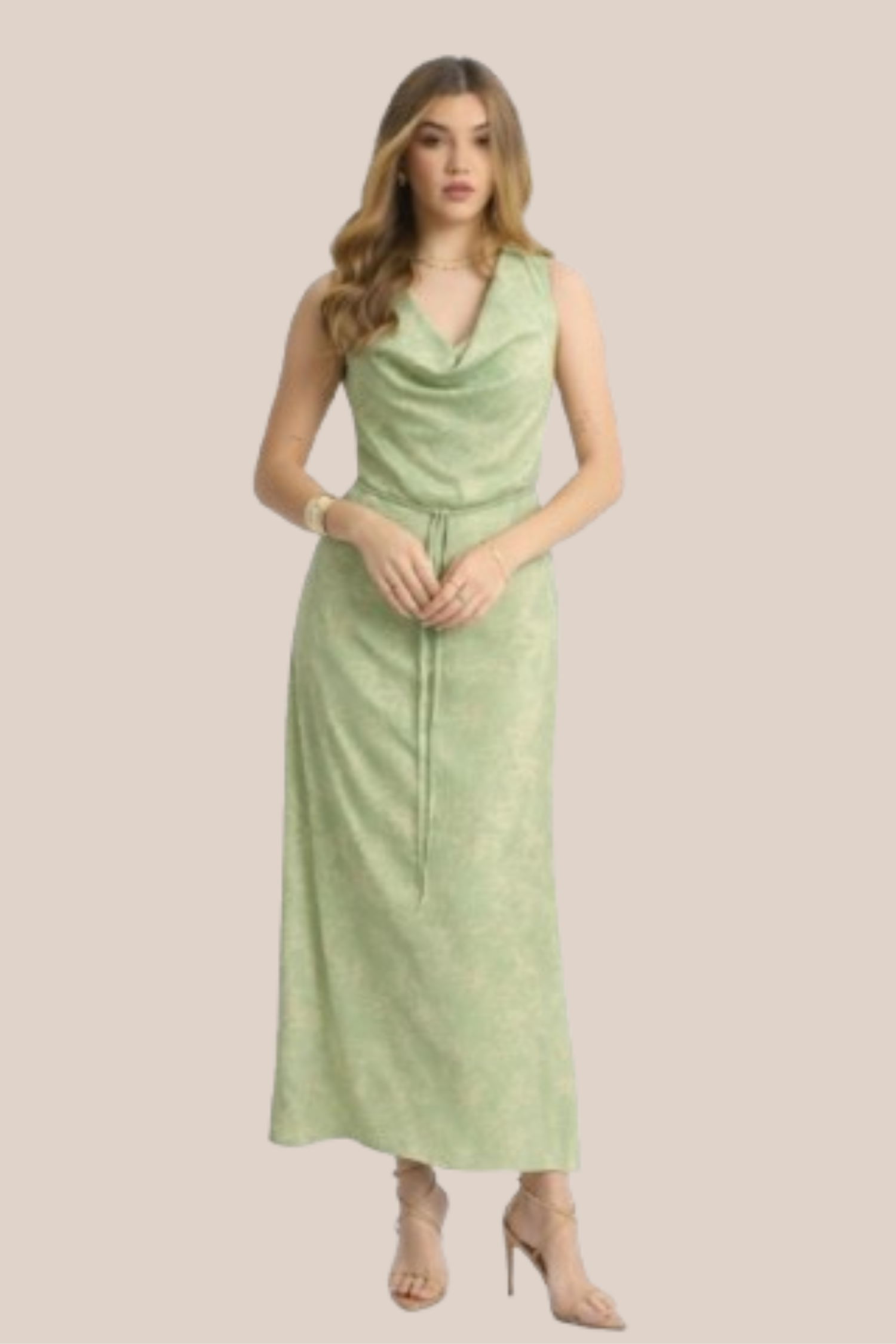 Vestido Verde Largo Con Estampado Floral