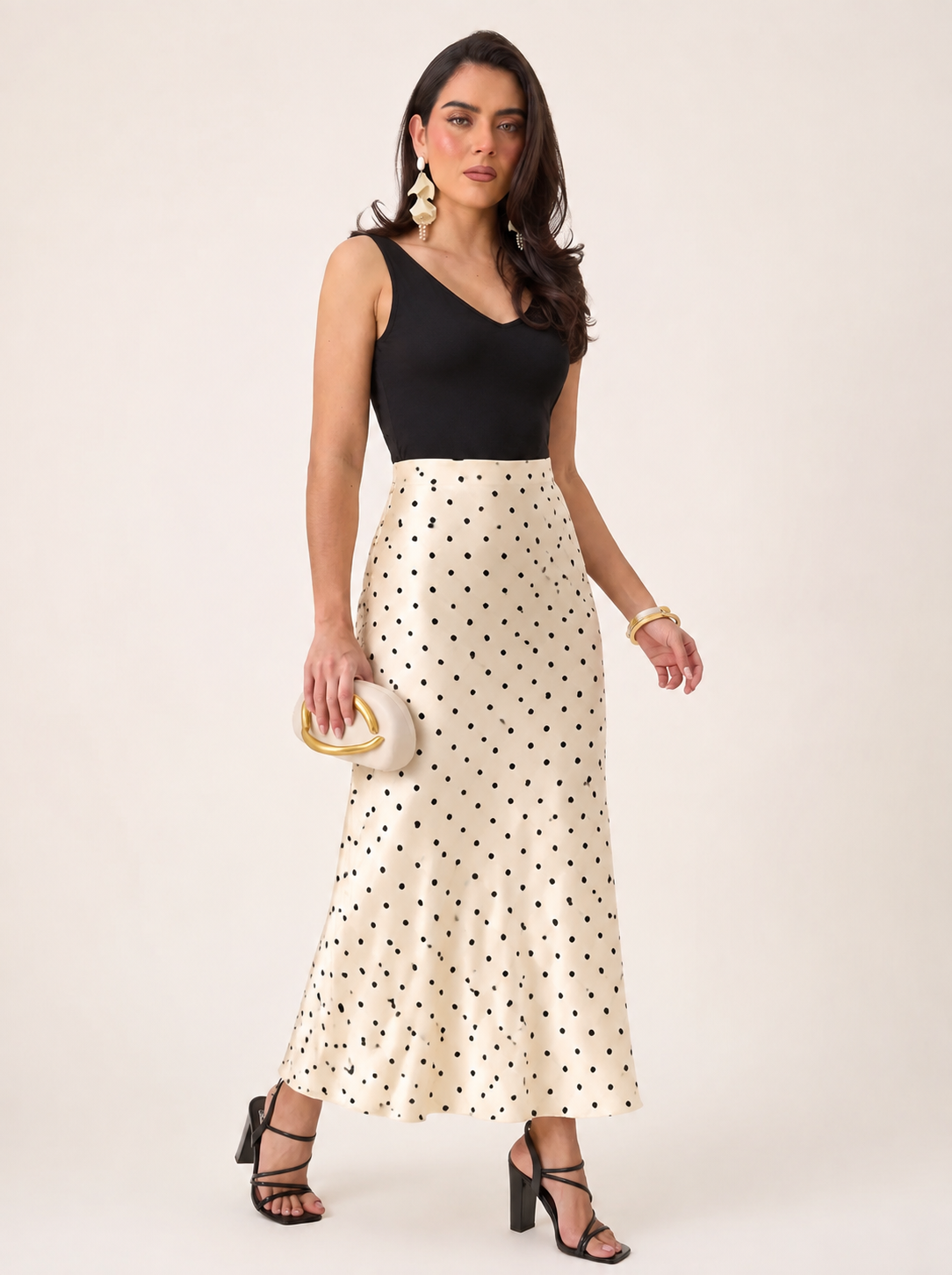FALDA SATIN DOTS