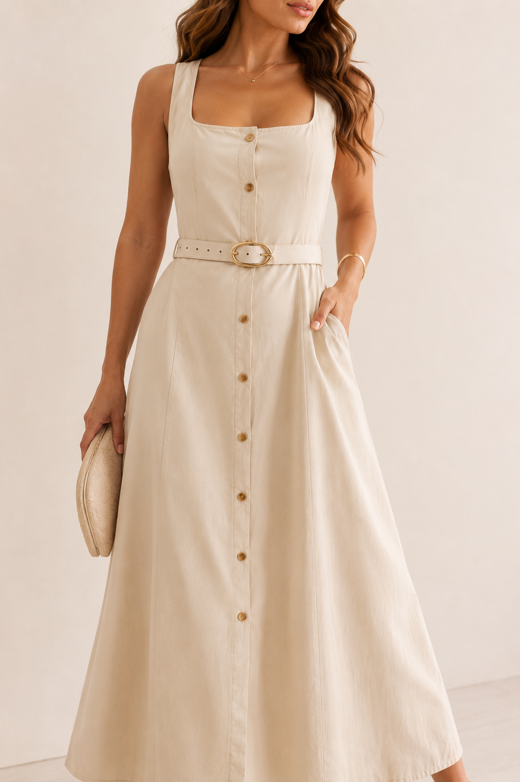 VESTIDO MIDI MARFIL CLÁSICO