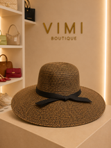 SOMBRERO DE ALA ANCHA CAFÉ CON LISTÓN NEGRO