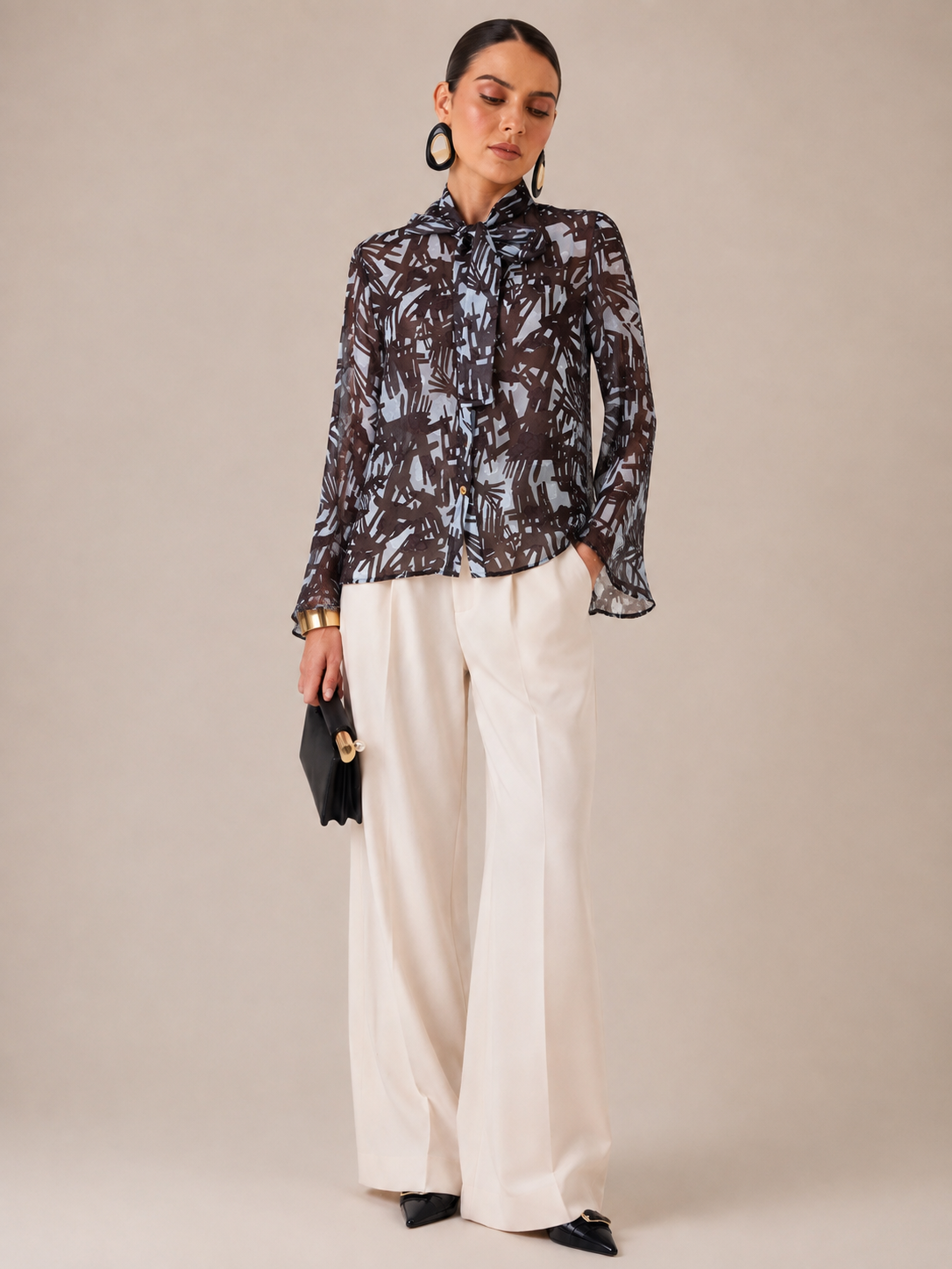 BLUSA ABSTRACT BOW BLUE