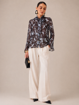 BLUSA ABSTRACT BOW BLUE