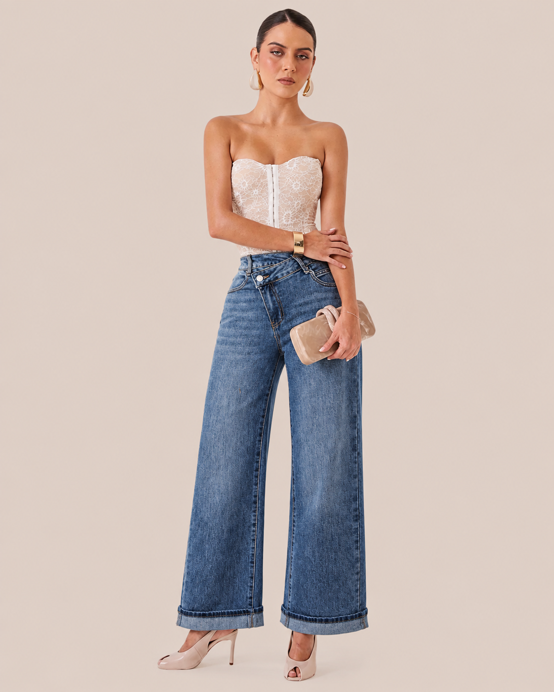 JEANS WIDE LEG CINTURA ASIMÉTRICA