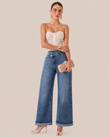 JEANS WIDE LEG CINTURA ASIMÉTRICA
