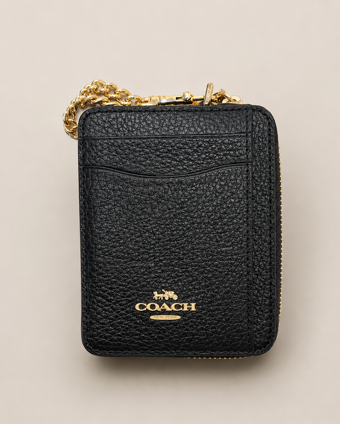 CARTERA COACH NEGRA CON CADENA