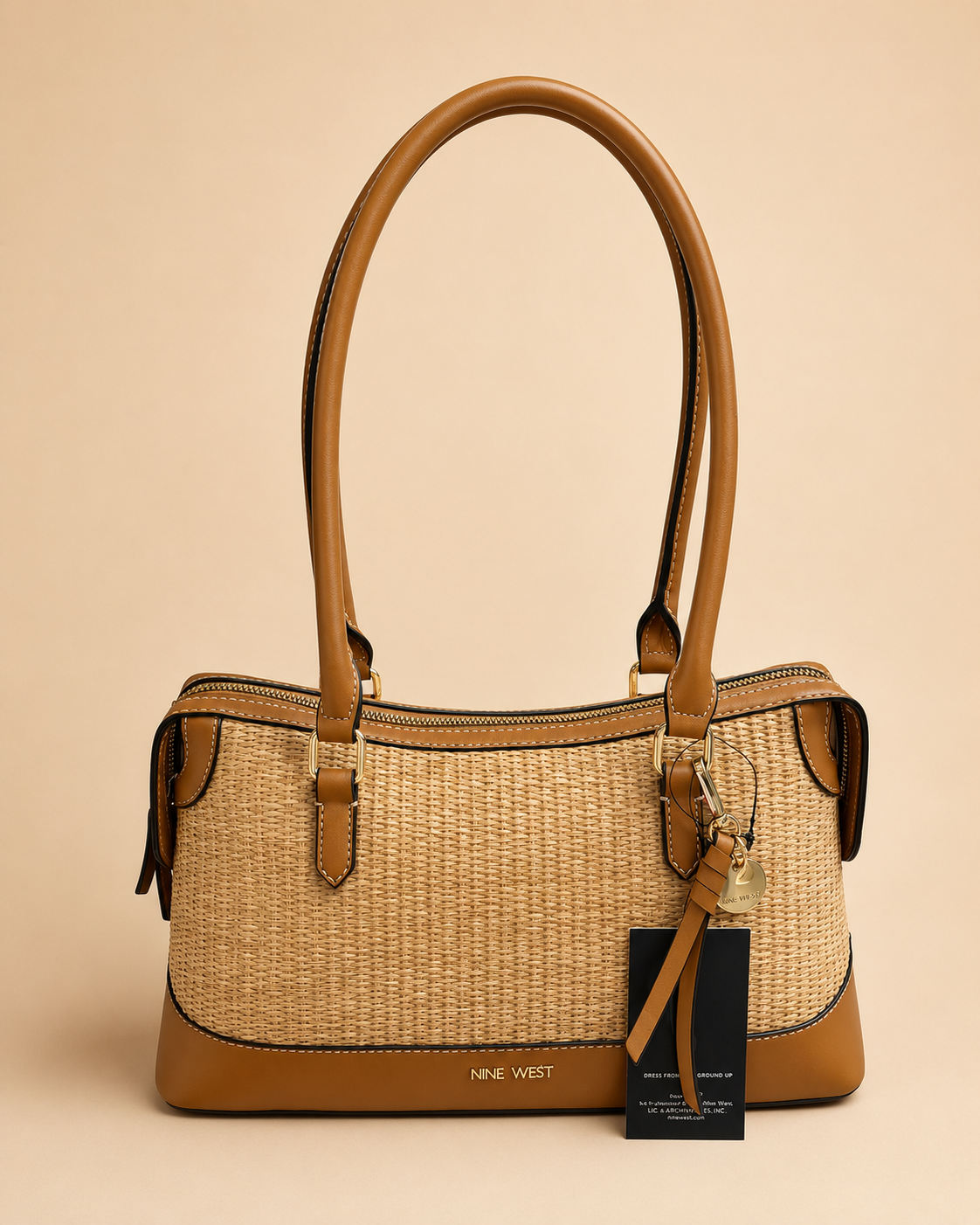 BOLSA NINE WEST TEJIDA CAMEL