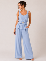 CONJUNTO AZUL CIELO BLUSA CON CINTO