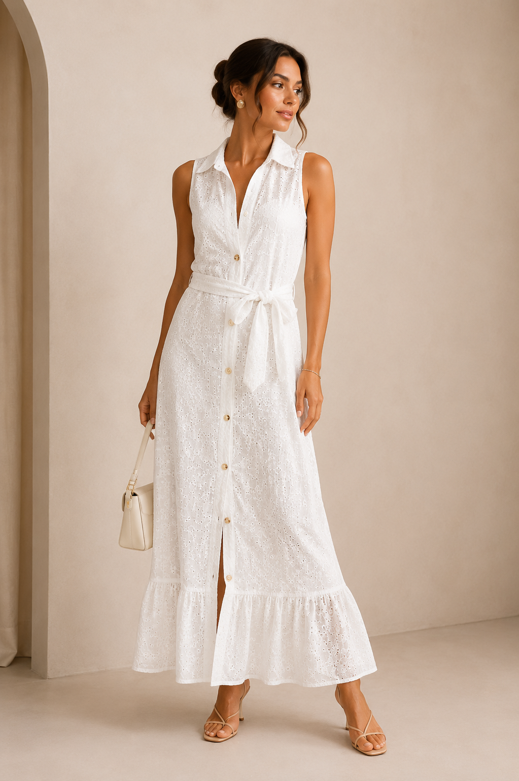 VESTIDO MAXI BLANCO BORDADO