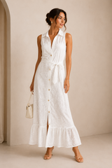 VESTIDO MAXI BLANCO BORDADO