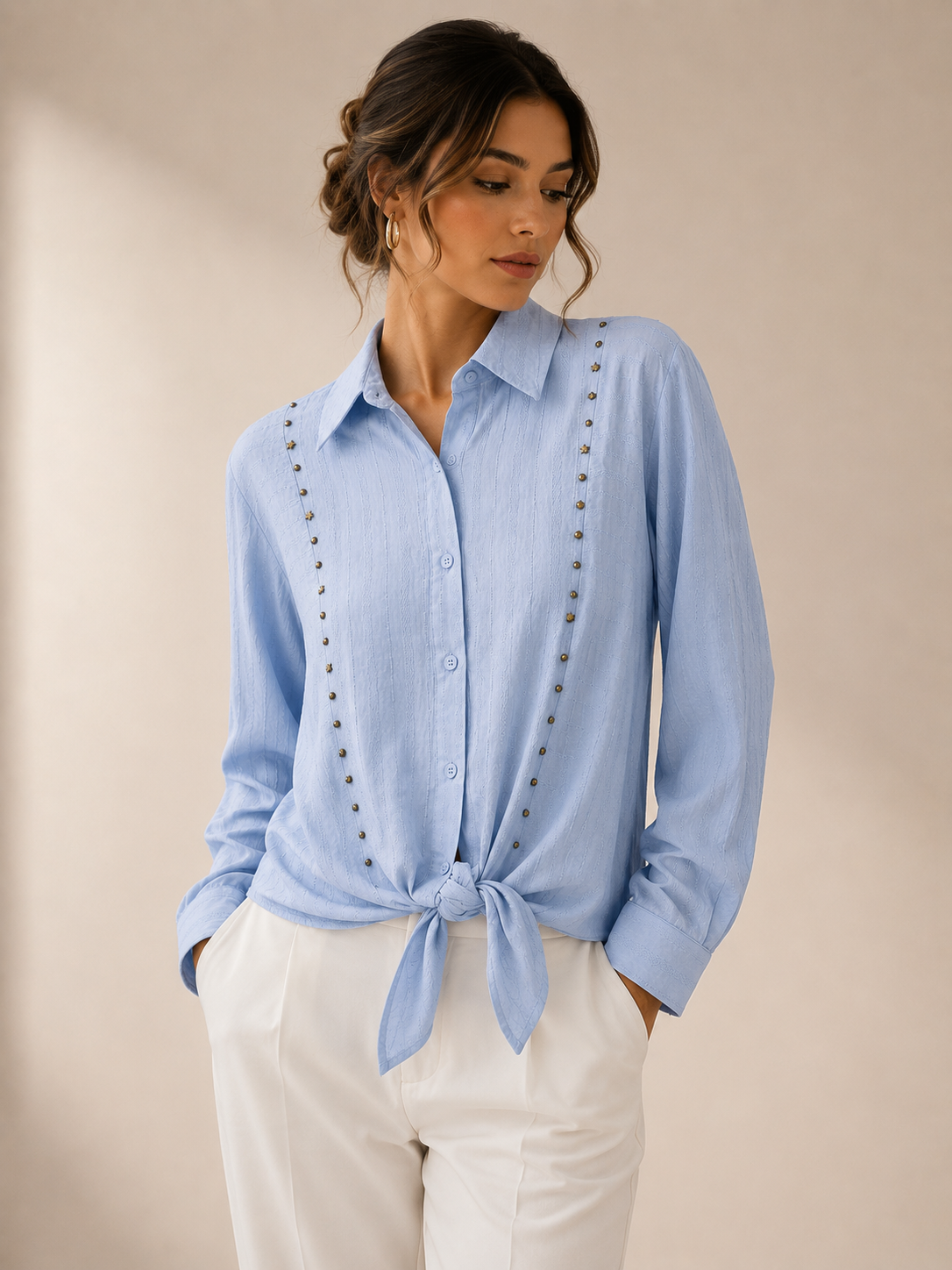 Blusa Azul con Estoperoles