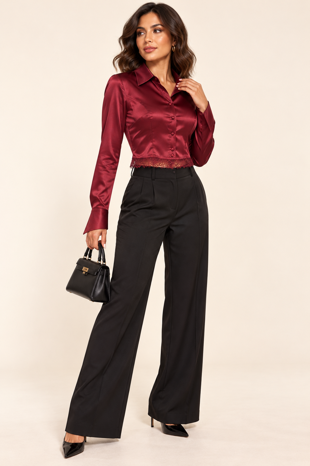 BLUSA VINO SATINÉ ROYALE