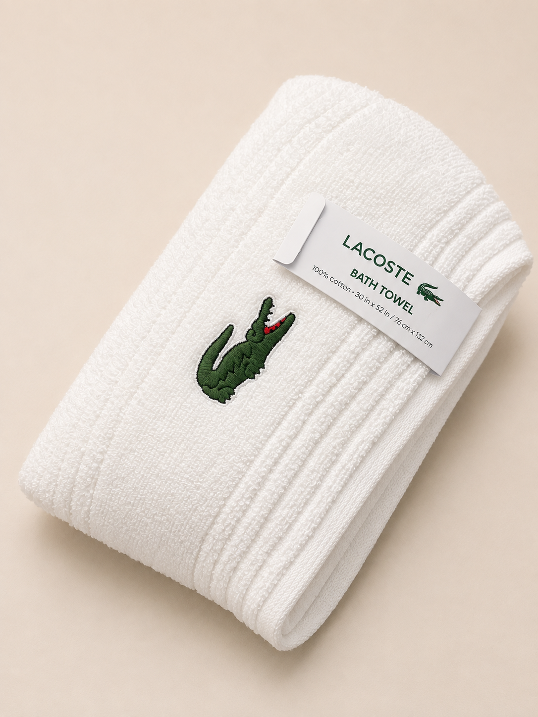 TOALLA DE BAÑO LACOSTE BLANCA