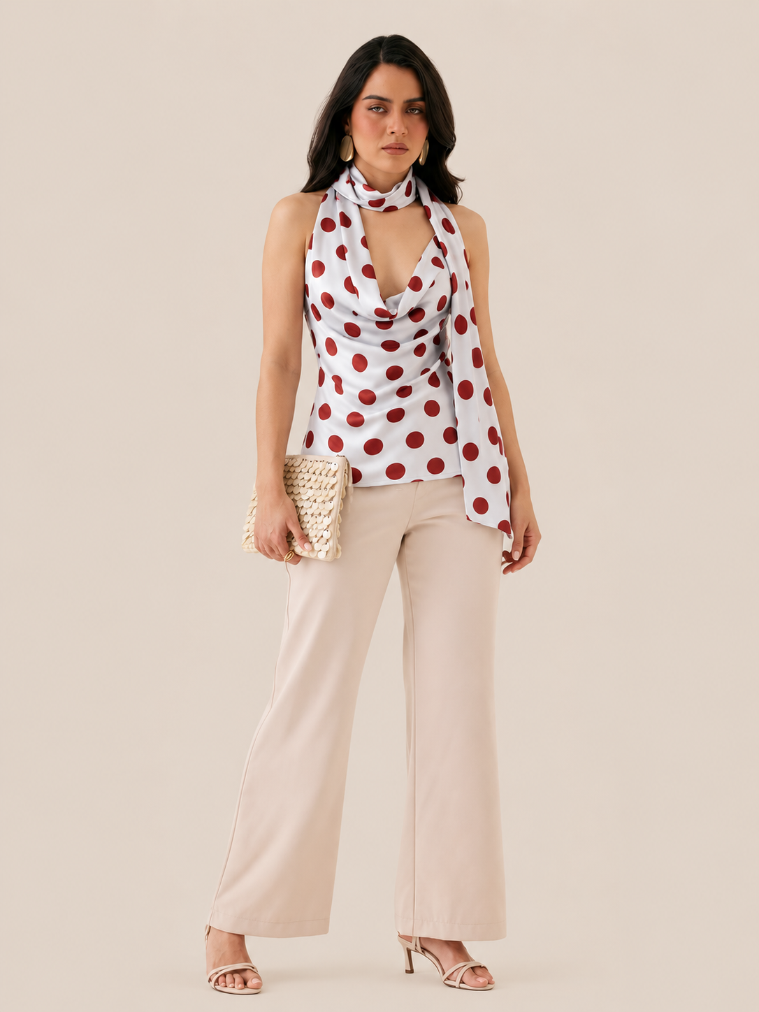 BLUSA PAÑUELO LUNARES ROJO