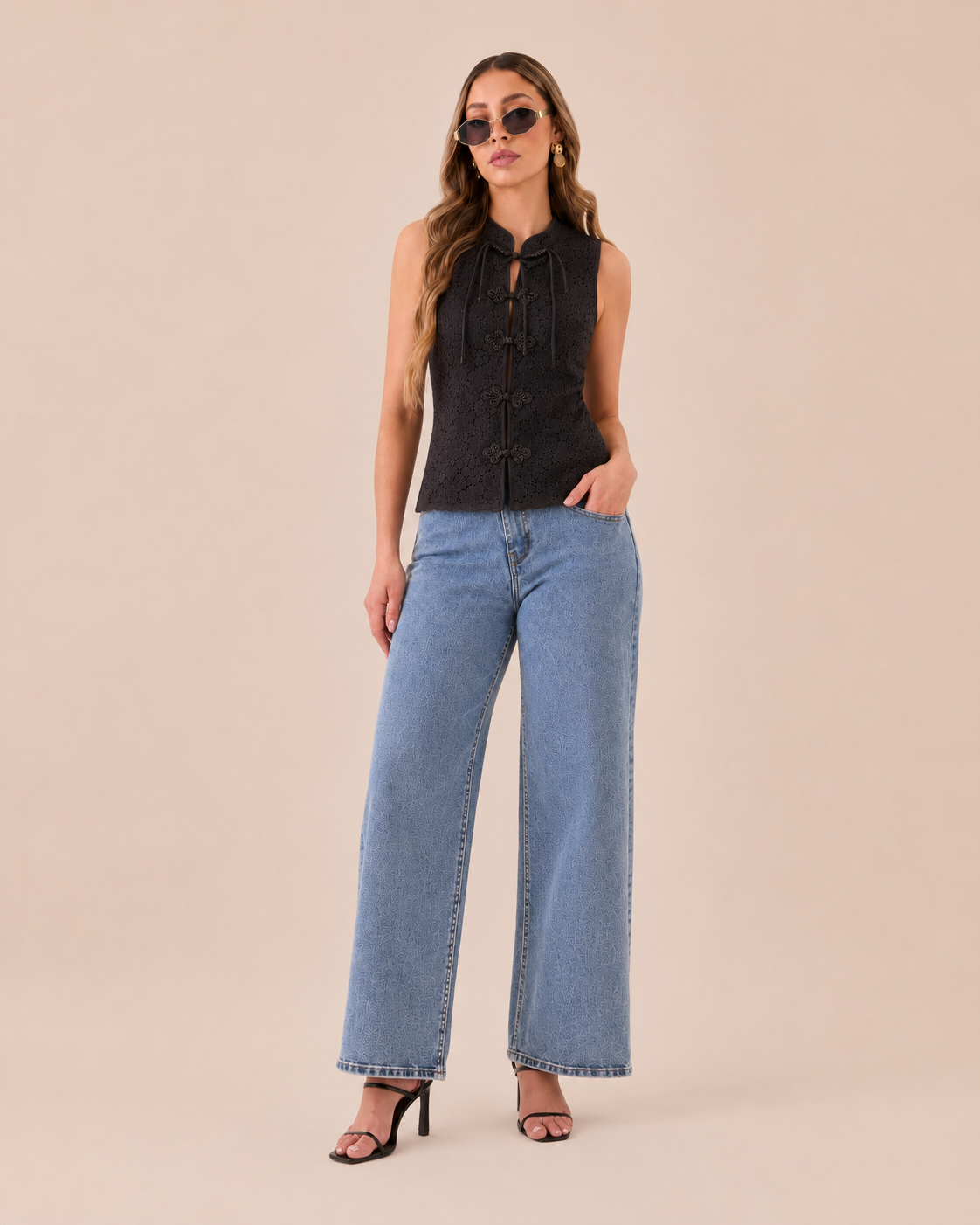 BLUSA ENCAJE NEGRA