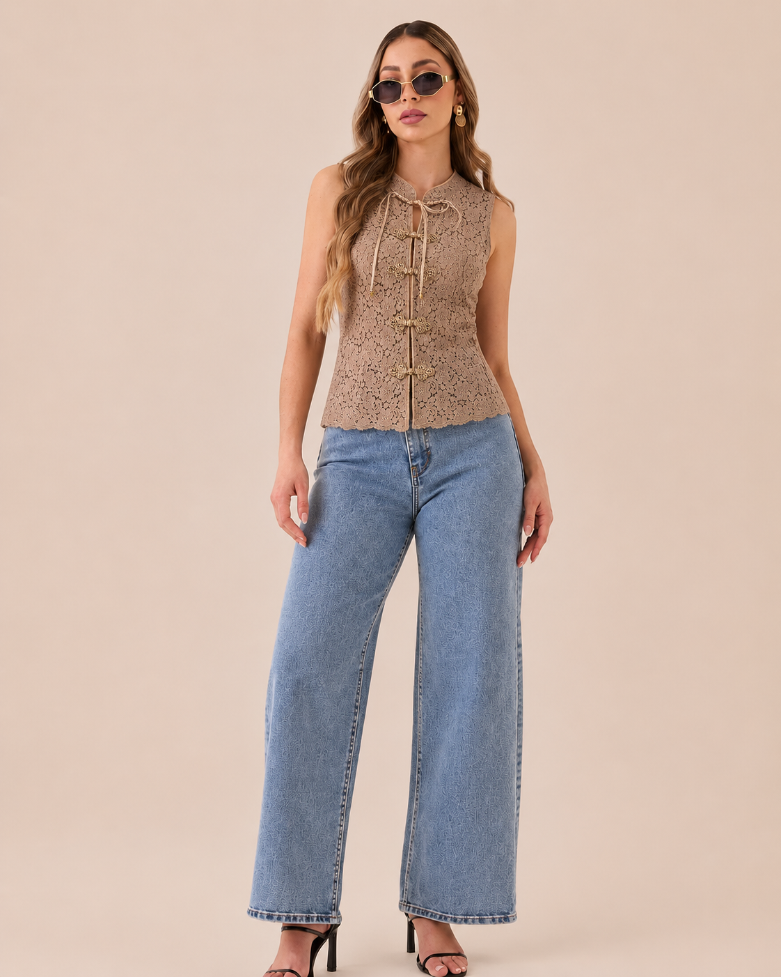 BLUSA ENCAJE MOCHA