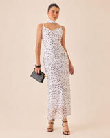 VESTIDO MIDI LUNARES BLANCO