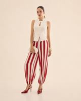 PANTALON RALLADO ROJO BEIGE