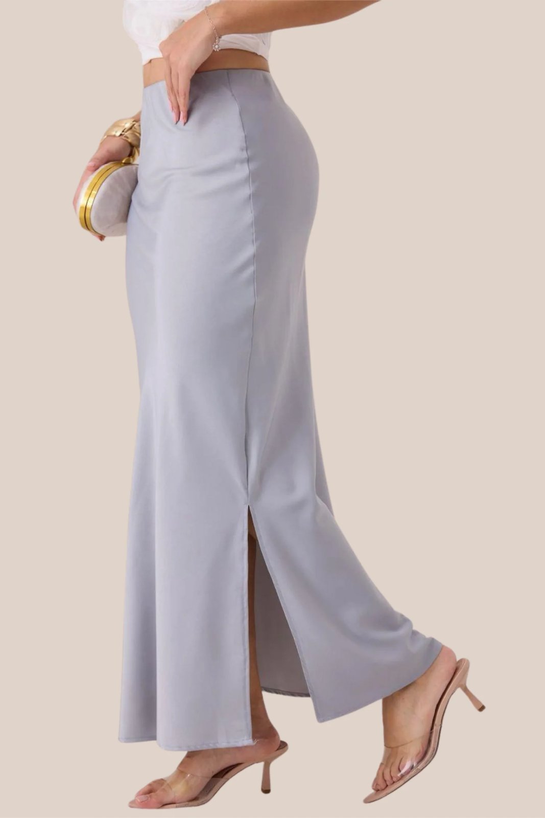 FALDA GRIS DE SATIN