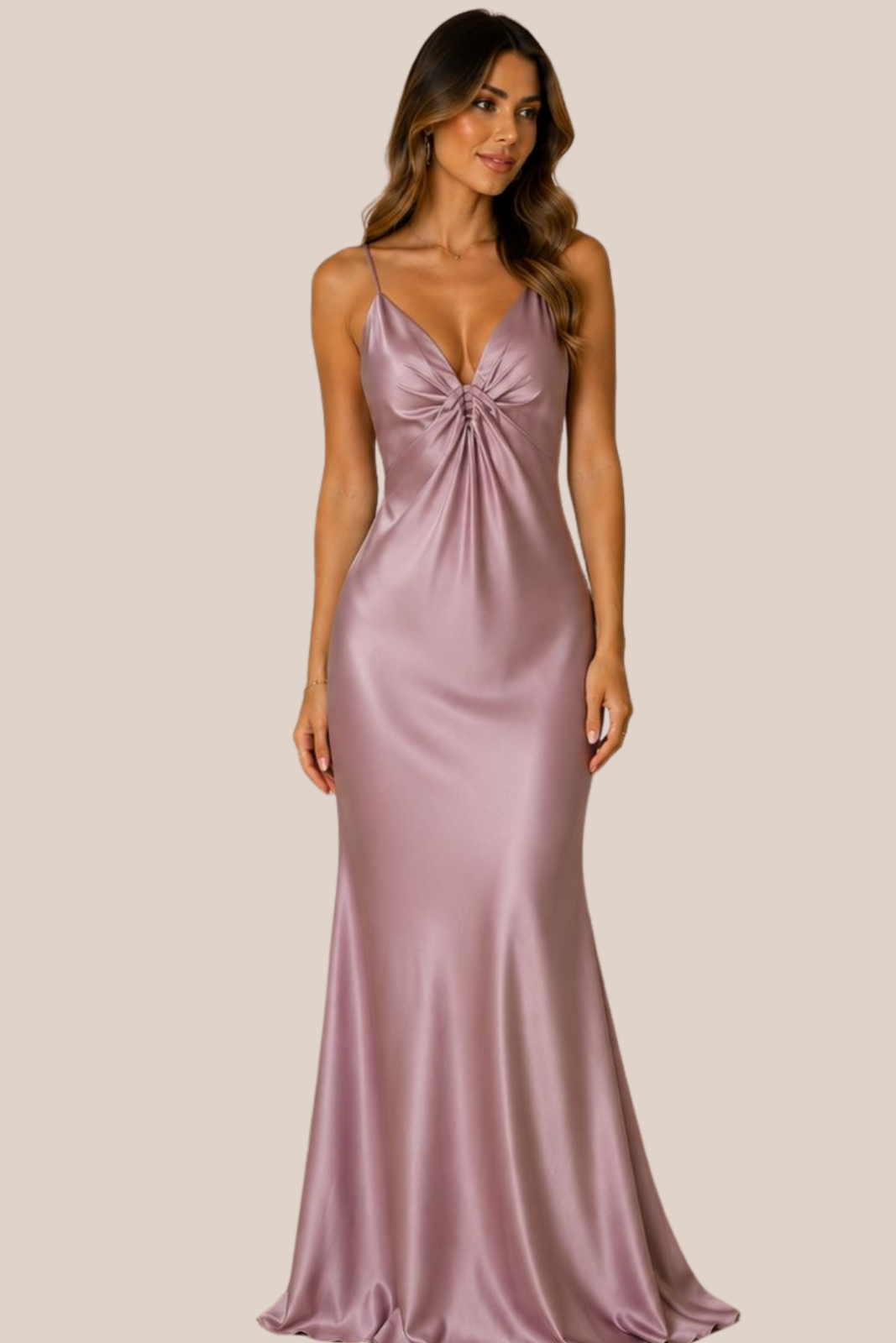 Vestido Largo Satinado Mauve