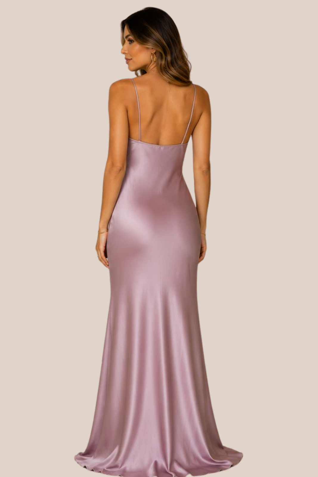 Vestido Largo Satinado Mauve