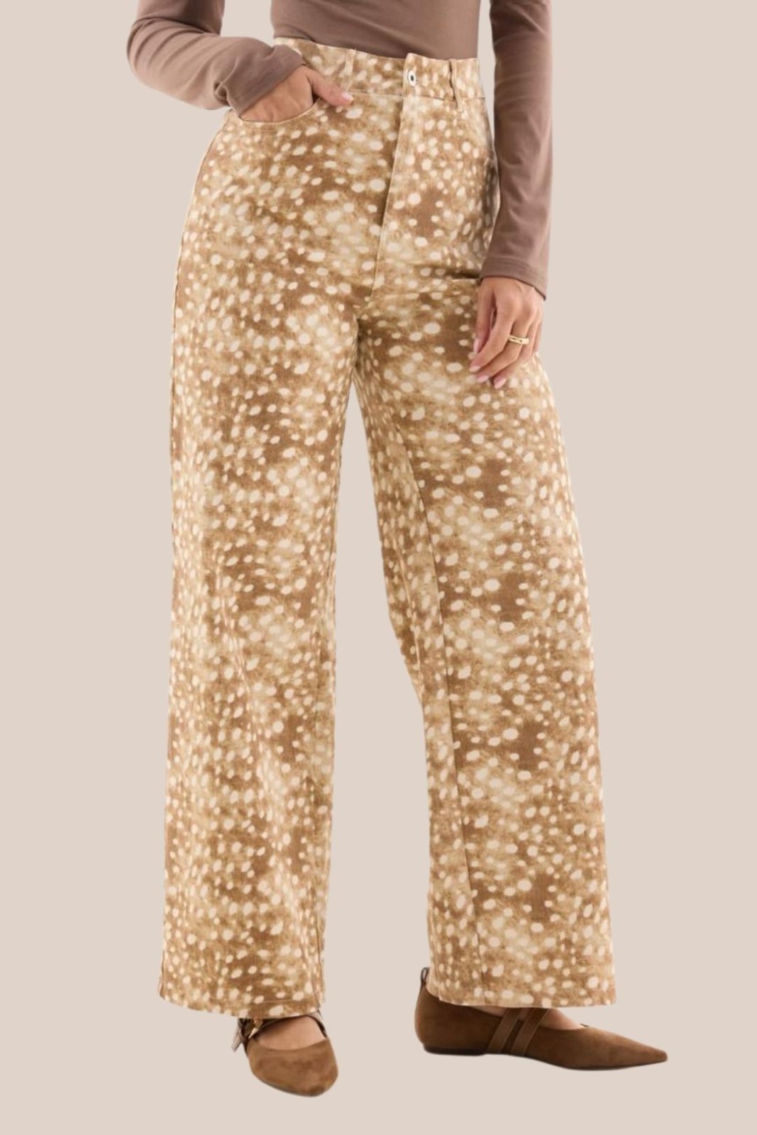 PANTALÓN PALAZZO ANIMAL PRINT CAMEL