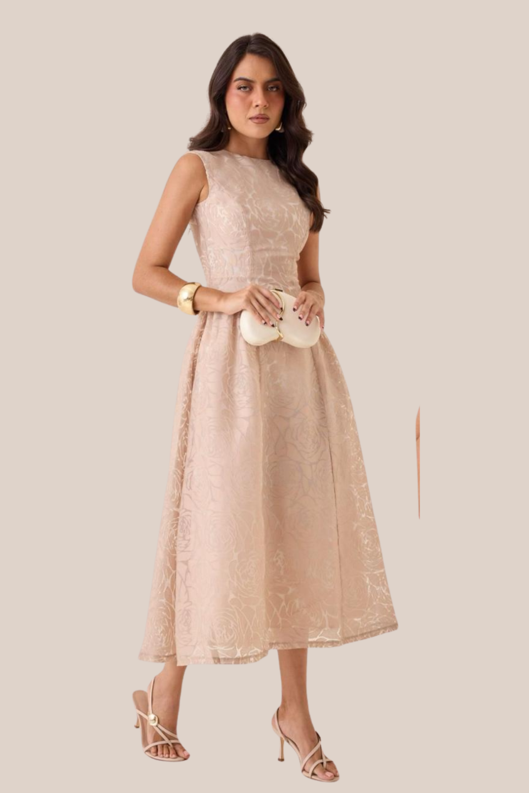 VESTIDO ROSÉ JACQUARD