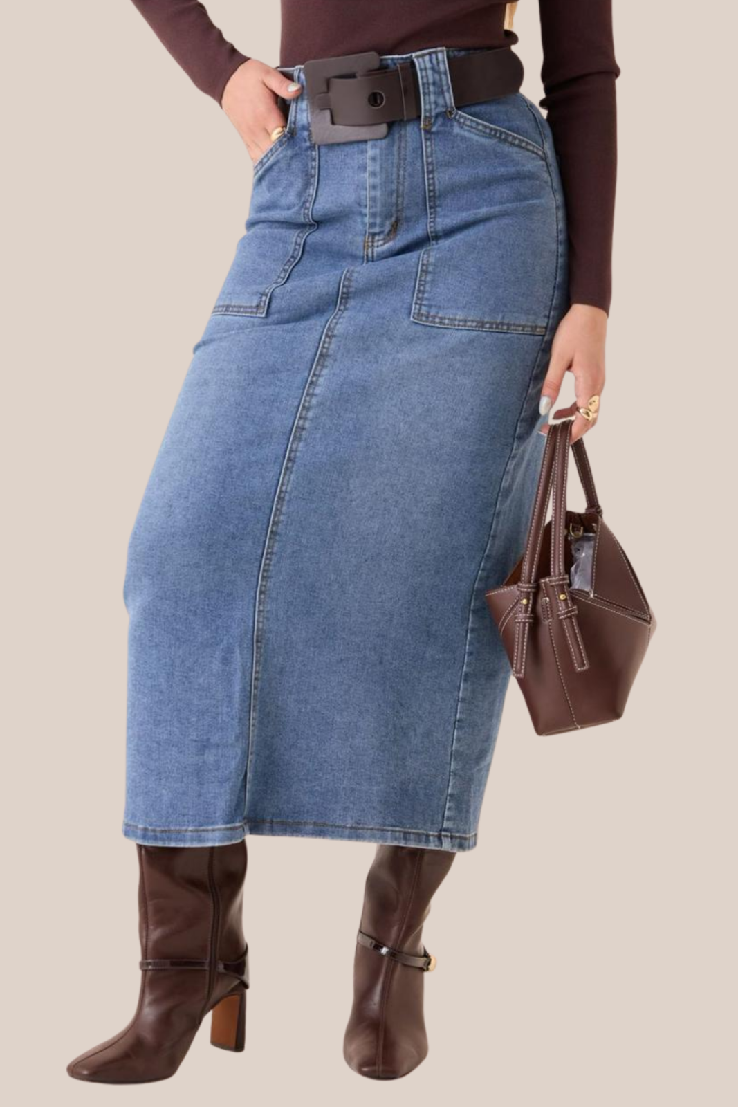 FALDA MIDI DENIM VINTAGE