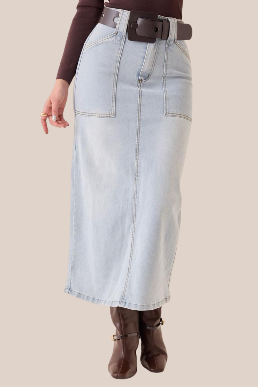 FALDA MIDI DENIM ICE
