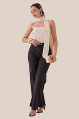BLUSA IVORY SATIN CHIC CON MASCADA
