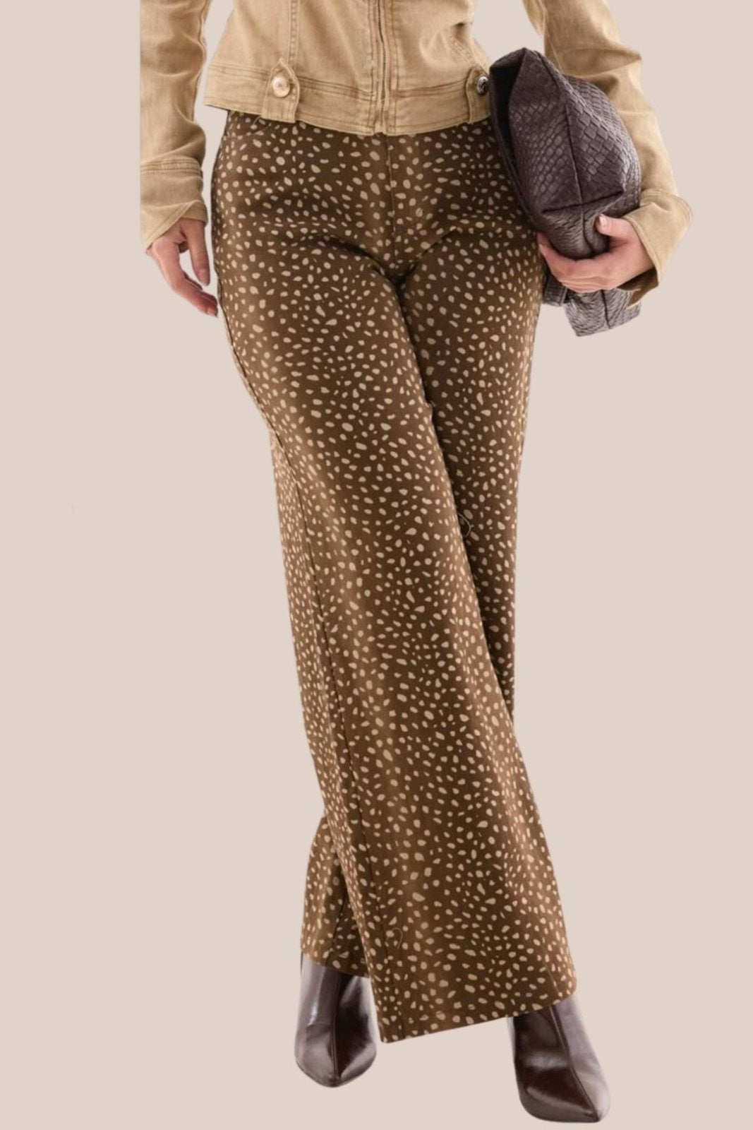 PANTALÓN PALAZZO ANIMAL PRINT CAFÉ OSCURO